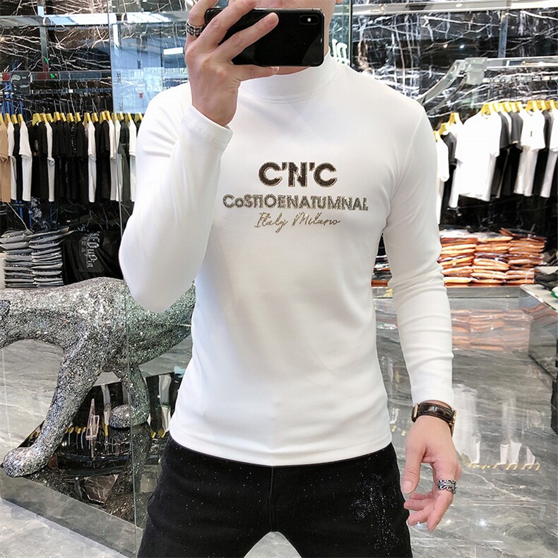 22新款秋冬潮牌男简欧大码圆领双面德绒打底衫长袖A-802-P53,男装T恤,电商A227B（原钱塘4066-1）