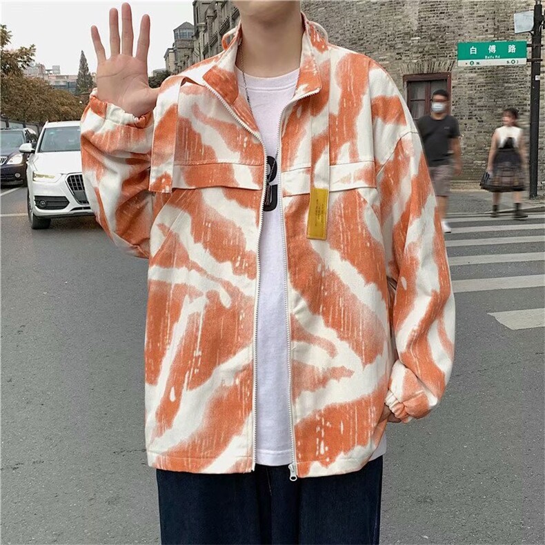 扎染外套秋季ins潮流炸街港风潮嘻哈韩版百搭立领夹克W1191-P52,男装夹克,星座512-2