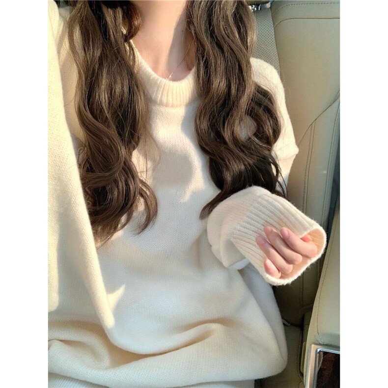 纯色基础款毛衣女2024年新款秋冬软糯慵懒风奶fufu高级感针织上衣,针织衫/毛衣,星座506A