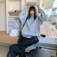 抖音得物品质二开26春装美式高阶结构半拉链立领卫衣外套W91，女装短外套，电商A486