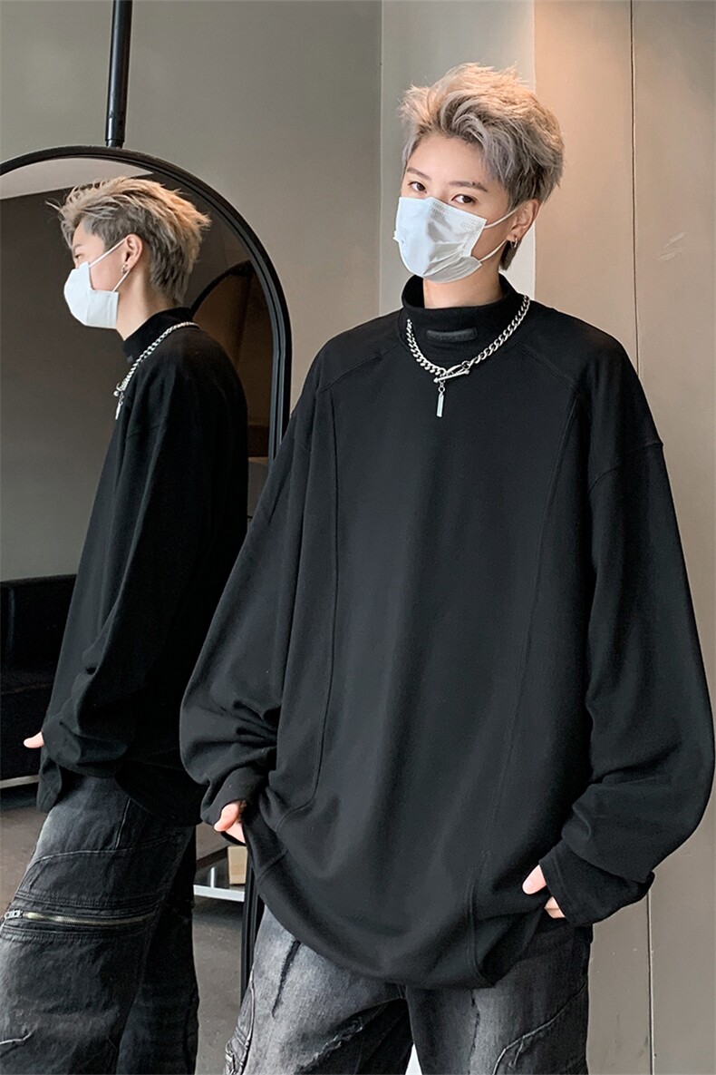 半高领长袖卫衣男秋季宽松休闲套头t恤打底衫XZ514-2-24230-P48,男装T恤,星座514-2(原B239)