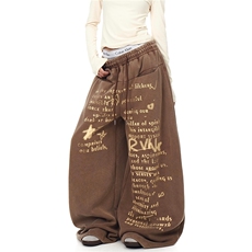 有货。字母弯刀卫裤男女街舞潮牌阔腿裤K6890-P63，男装休闲裤，星座412-3