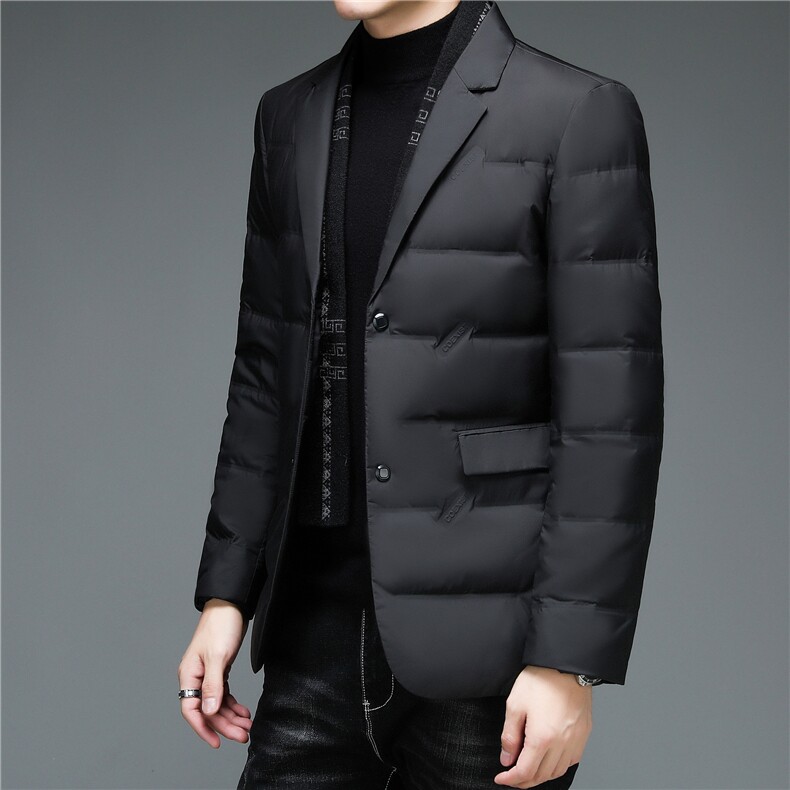 西装领羽绒服男休闲外套轻薄潮流2024年冬季新款青年短款西服薄款,男装羽绒服,电商B212（原钱塘6029）