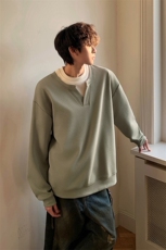 现货2026春款港式休闲长袖打底衫卫衣假两件上衣HY696P45，男装T恤，电商A102B