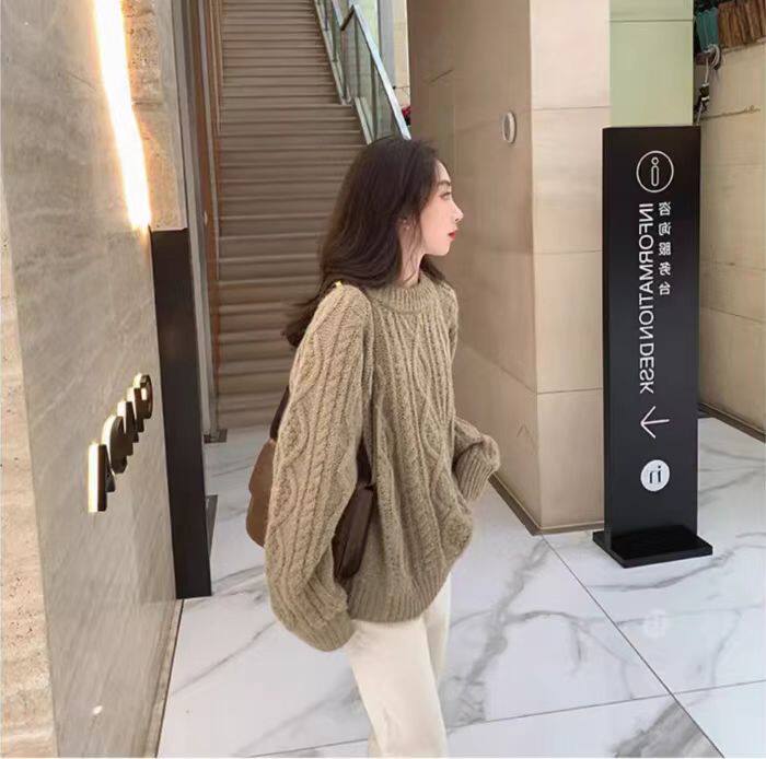 2025年秋季新款百搭女士麻花女士长袖套头衫,针织衫/毛衣,硕彦羊绒