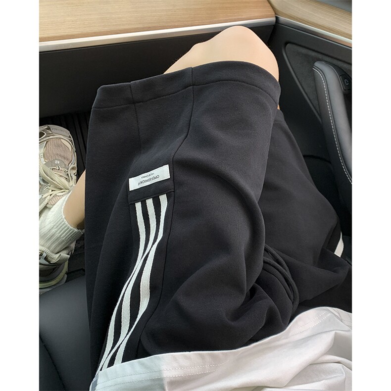 夏季新款条纹贴标卫裤短裤65%棉 XZ604-DK809-P40控58图片