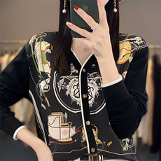 时尚拼接开衫女秋冬季新款羊毛衫修身显瘦V领长袖外套，女装羊毛衫，科源羊绒
