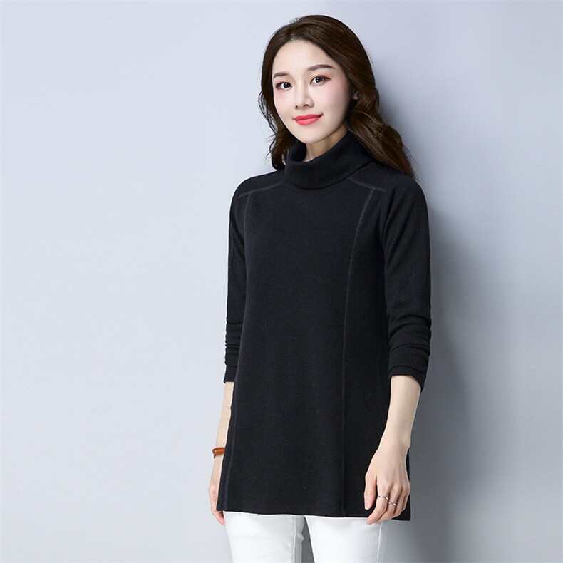 长袖潮流拼接气质时尚纯色圆领2021年秋季大码女装，女装大码女装，秋牧寒烟