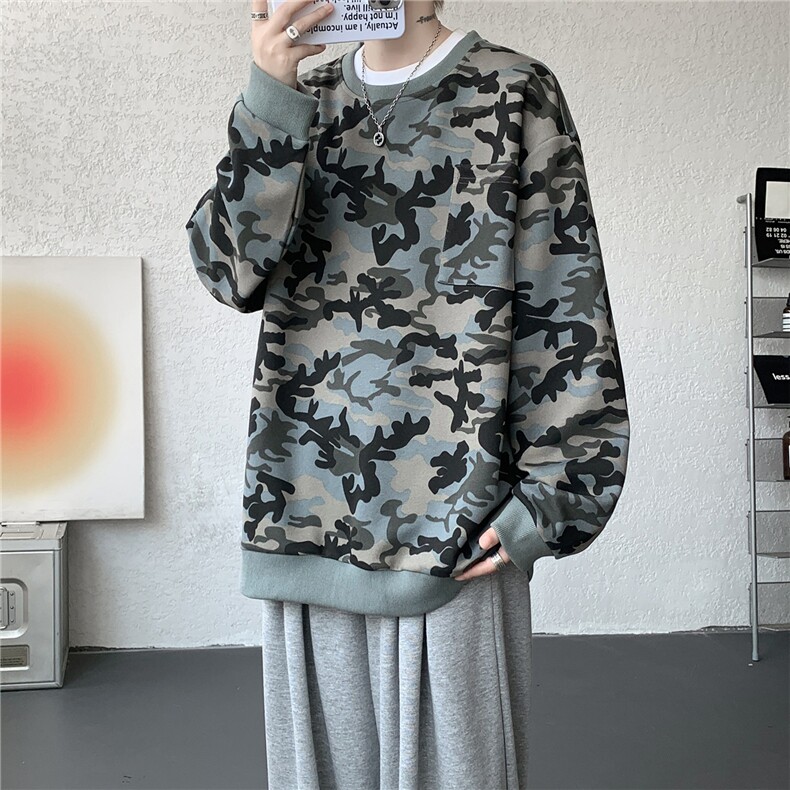 WY10177-特P38美式复古迷彩卫衣内搭男女宽松休闲百搭高级感上衣,男装卫衣,电商A059