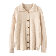 2025秋冬新款女羊绒衫100%纯羊绒polo领纯色外套加厚保暖针织开衫，女装羊毛衫，佰米娇羊绒