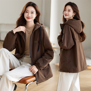 加绒保暖派克服女冬季新款宽松显瘦外套时尚百搭长袖棉服图片