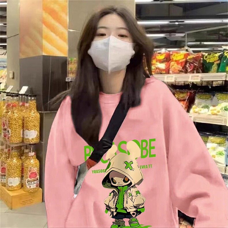 2024美式复古情侣装圆领宽松卫衣女套头休闲运动潮流外套上衣女,女装卫衣/绒衫,初闻兮