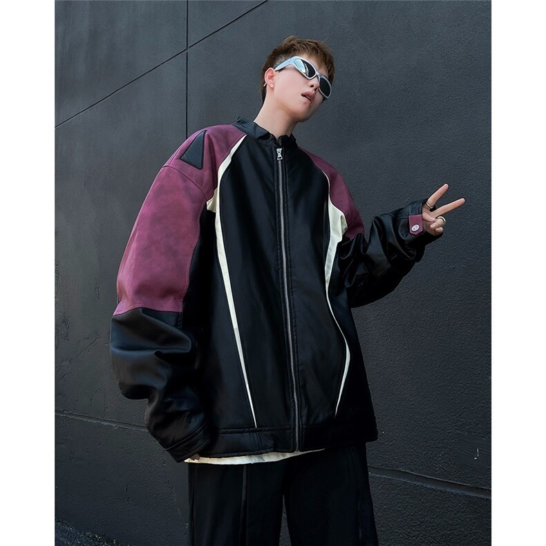 美式PU皮外套女秋冬季新款机车服加厚情侣夹克男Y156,男装夹克,星座516A