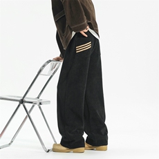 加绒加厚后袋三条杠灯芯绒裤宽松直筒拖地长裤504-K864-特P35，男装卫衣，星座504