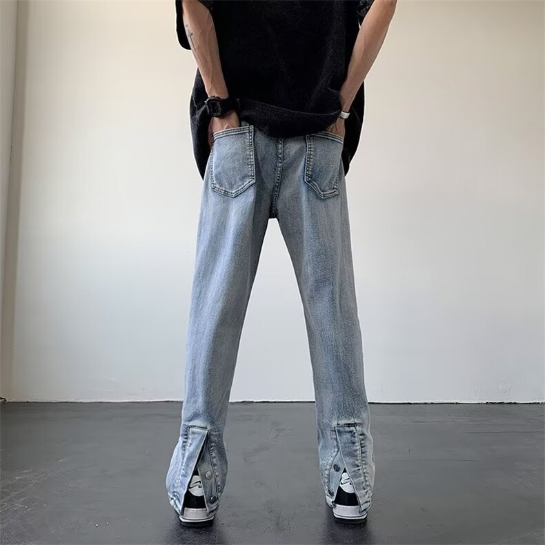 直脚气质男生潮流潮拉链新款中腰宽松直筒长裤K698P42,男装牛仔裤,星座1116-2