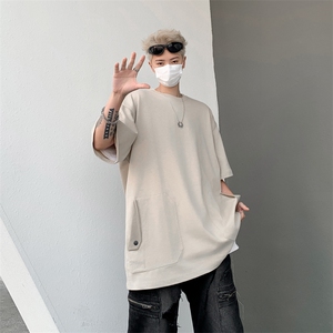 C391-P32 2024新款简约百搭半袖t恤日系宽松bf口袋短袖男 现货图片