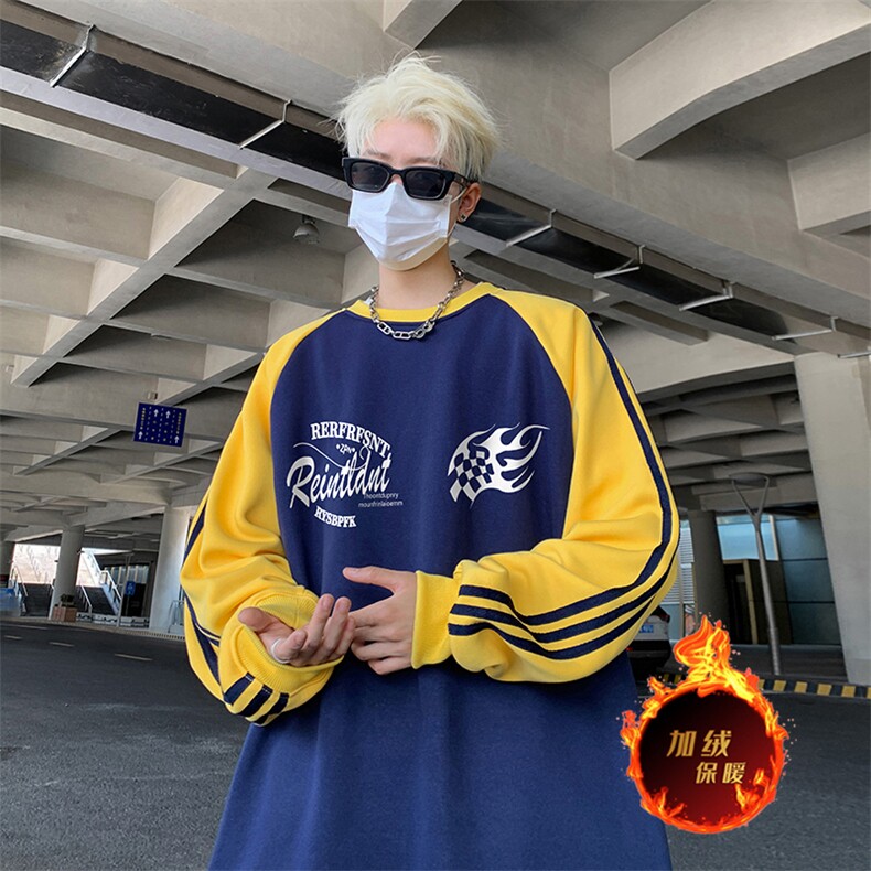 抖音得物供货 提供视频秋冬重磅美式宽松织带圆领卫衣07168图片
