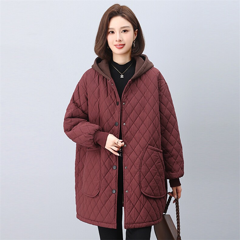 时尚保暖女款棉服冬季加绒加厚外套修身显瘦长款棉衣,女装棉衣/棉服,悦见她