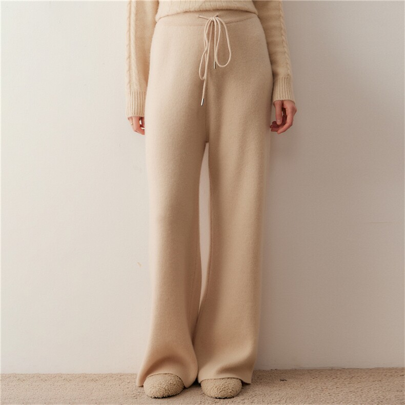 新款休闲风垂感直筒阔腿裤时尚百搭，女装休闲裤，广悦羊绒