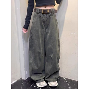 现货 美式宽松全棉宽松休闲弯刀裤女K7830/P52图片