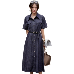BAO款主推商场同款2025夏季新蓝色宽松显瘦牛仔衬衫显高连衣裙女图片