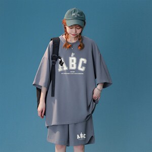 中性风 2023夏季冰丝字母开叉休闲运动套装男TZ914 P65---控88图片