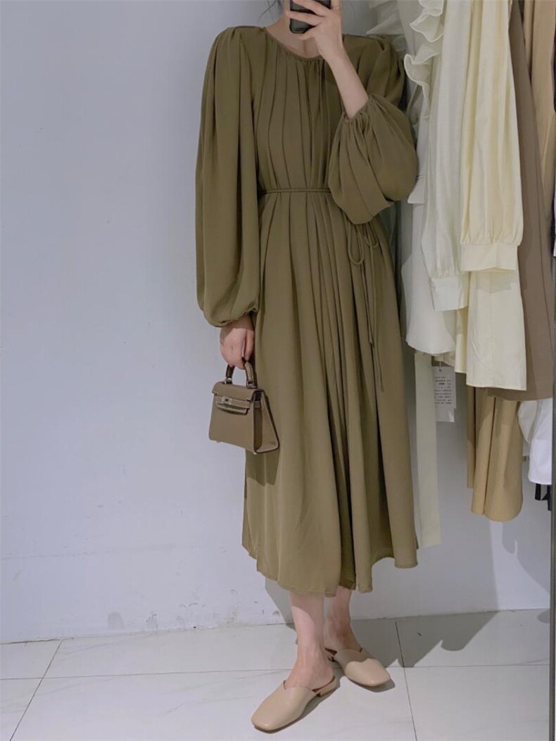 系带连衣裙，女装连衣裙，驿谷