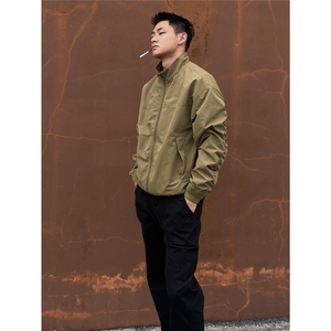 美式教练夹克秋季立领冲锋衣纯色复古户外工装飞行外套L70099-P67图片