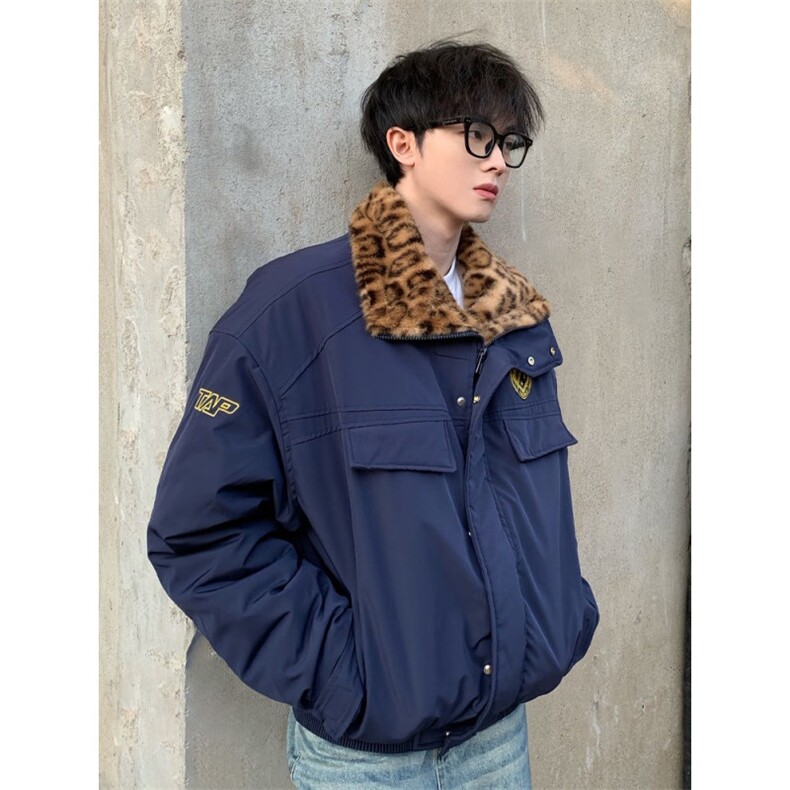 网图美潮豹纹座山雕棒球服棉服外套W1938/特P93,男装棉衣,电商B350