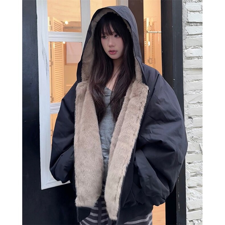 两面穿现货重磅短款座山雕棉衣男女双面穿毛毛绒棉服加厚外套,男装棉衣,电商A486
