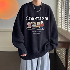 圆领毛衣男生秋冬季2023新款日系慵懒复古宽松大码Y893P43，男装针织衫/毛衣，星座1116-2