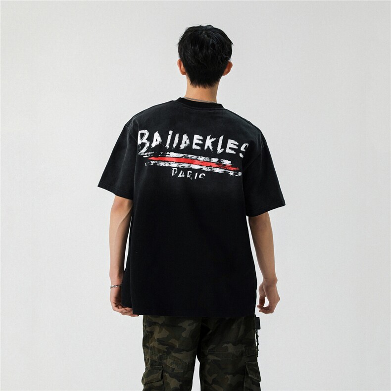 2025新款潮牌短袖宽松韩版字母印花扎染工艺T恤T9017/P5588,男装T恤,星座202-3