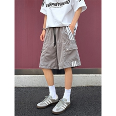 8XL-M三条杠工装短裤大码休闲运动中裤条纹冰丝五分裤DK1303/P48，男装牛仔裤，电商B238