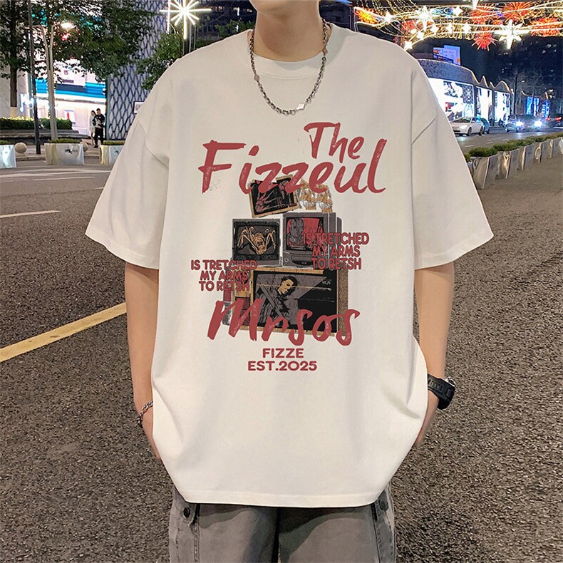 T795港风潮牌高街美式短袖T恤男夏季新款宽松半袖ins重磅纯棉体恤,男装T恤,星座304A-1