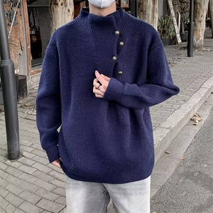 重磅侧扣时尚百搭复古高领纽扣设计针织毛衣潮流百搭潮6531 P59图片