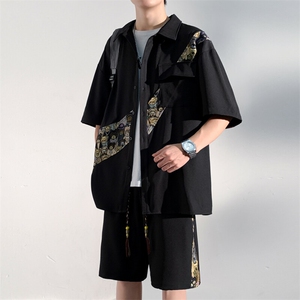 1小熊短袖衬衫男+短裤大码M-5XL套装92%聚酯纤维8%氨纶TZ77057P70图片