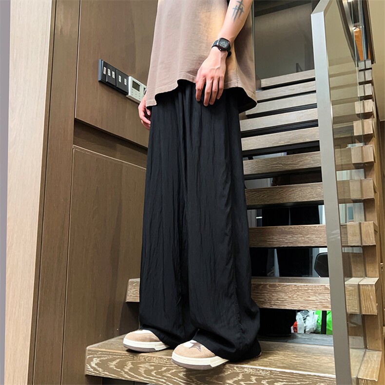 09山本裤男潮薄款冰丝阔腿裤垂感宽松拖地裤XZ211-1-K2419-P40,男装休闲裤,星座211-1