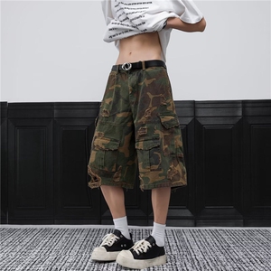 迷彩工装短裤男女韩版潮流大口袋帅气2025夏季ins五分裤K6242-P65图片