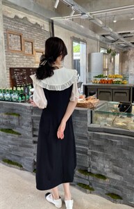 韩系大翻领领连衣裙图片
