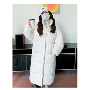 2306#高品质光版秋冬手塞棉立领门襟长款宽松棉服图片
