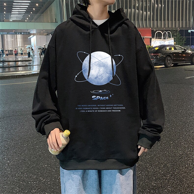 WY2241-P35 纯棉连帽卫衣男大码运动帽衫宽松薄外套男图片