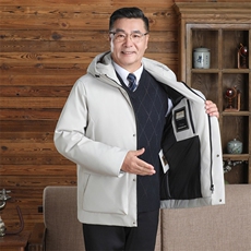 新中老年商务休闲连帽短款保暖加厚高品质白鸭绒羽绒服DB952-P210，男装羽绒服，星座1210A