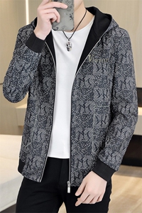 抖音 春秋新款男士连帽休闲百搭夹克外套上衣男A106P85图片