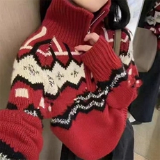 2025年秋季时尚百搭通勤简约休闲半拉链套头，女装羊绒衫，胜智羊绒