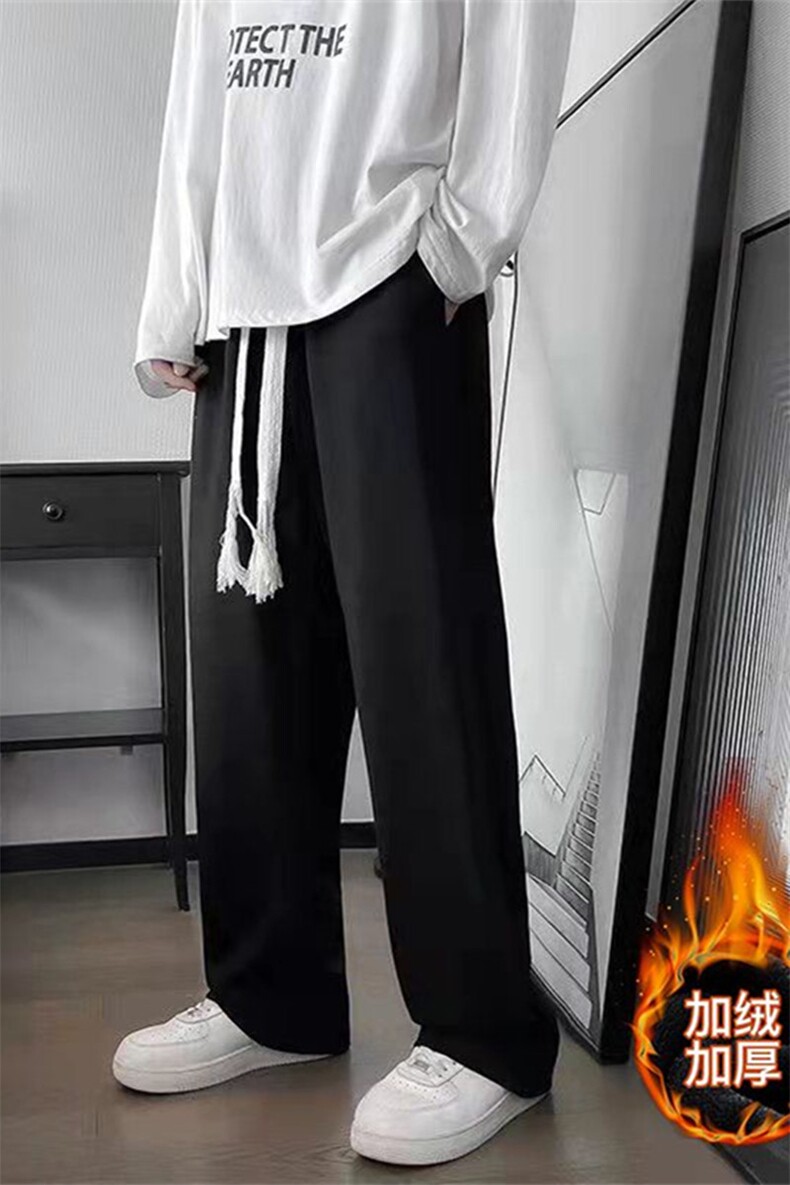 新款S-3XL抽绳直筒加绒裤子男秋冬宽松潮ins休闲长裤K1681-P30,男装休闲裤,星座512-2