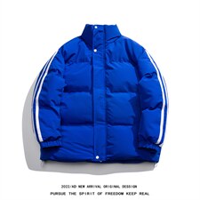 !白底冬季新款侧边两条杠保暖百搭立领棉衣MY355P115控158，男装棉衣，电商A247-1