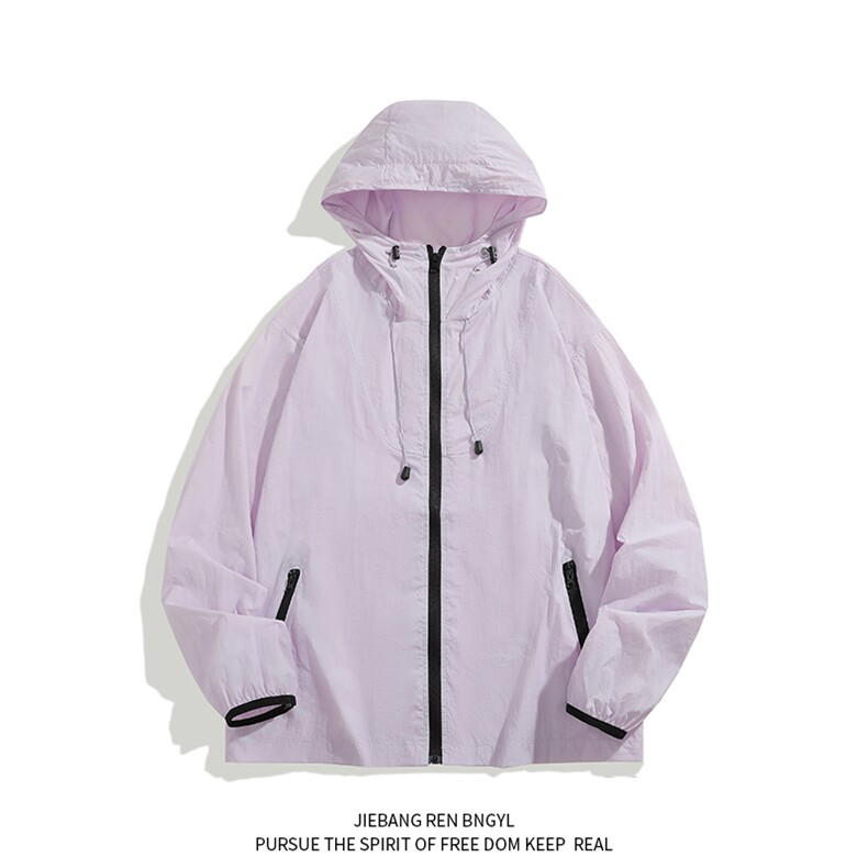 高品质夏男女连帽防晒衣条纹宽松夹克休闲外套FS8808P45,男装防晒衣,星座1013-1