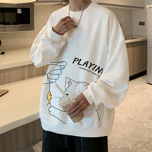 华夫格卫衣圆领卫衣男大码长袖t恤男外套 HW76129-P30加绒款-P40图片