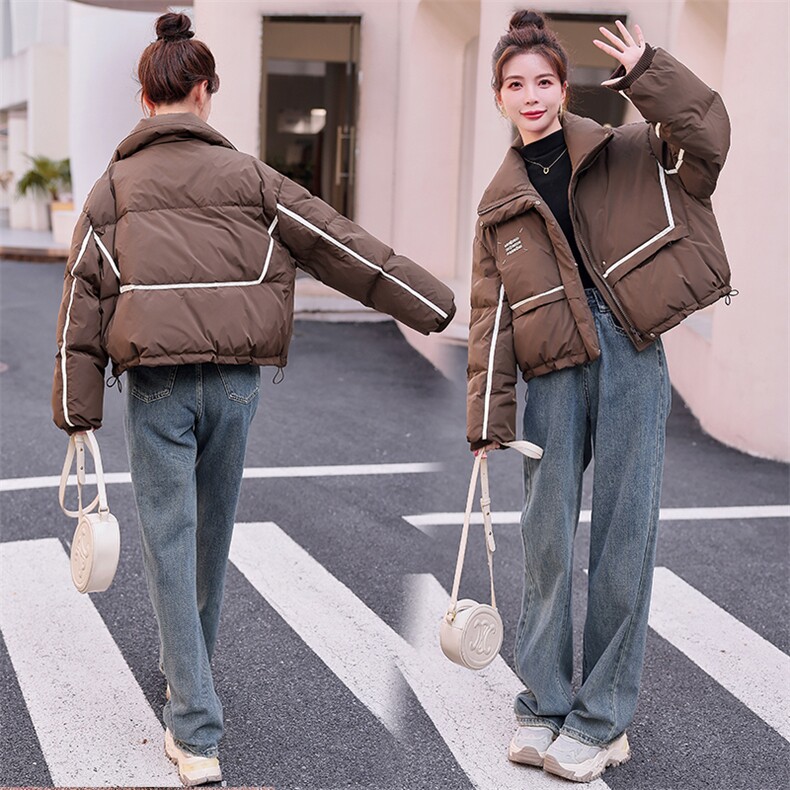 现货撞色羽绒服女短款2023冬季新款小个子加厚面包羽绒服,女装羽绒服,仟媚宠