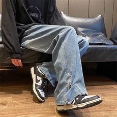 牛仔裤男秋季美式潮牌街头潮流休闲裤设计感小众直长裤N1840-P49，男装牛仔裤，星座1008-1
